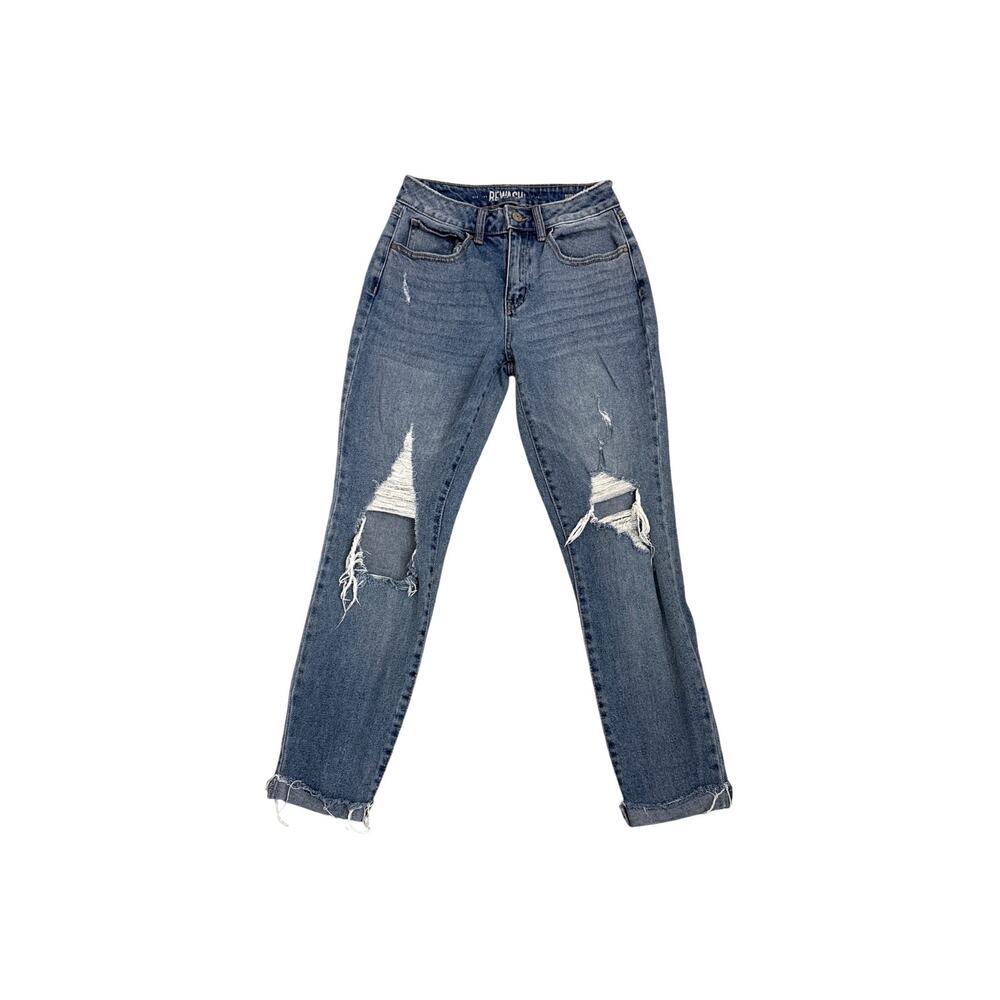 Rewash Blue Denim Distressed Super High Rise Mom Jeans Size 1 (25)